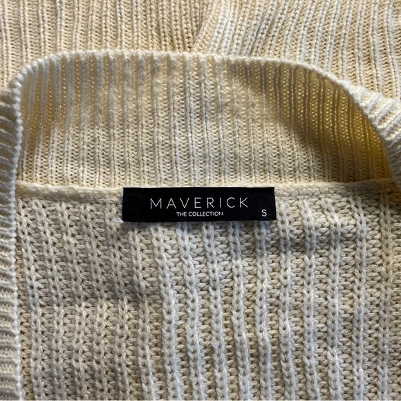 Maverick Size S Cream & Brown Oversize Long Button Up Cardigan - Picture 4 of 7